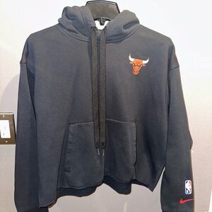 NBA Chicago Bulls Black Crop Nike Hoodie Womens medium
